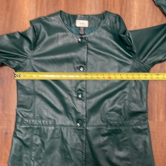 Neimann Marcus Basic Women’s Long Leather Coat, Pine Green Size XL - Picture 11 of 15